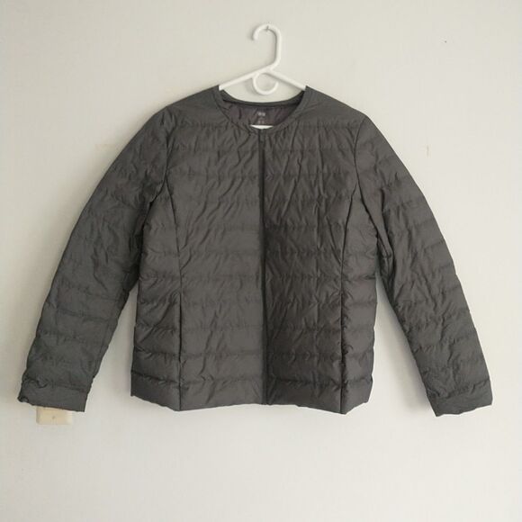 Uniqlo Puffer Jacket Womens XL/L*Gray Lightweight Down Full Zip Packable Quilted - Picture 1 of 8